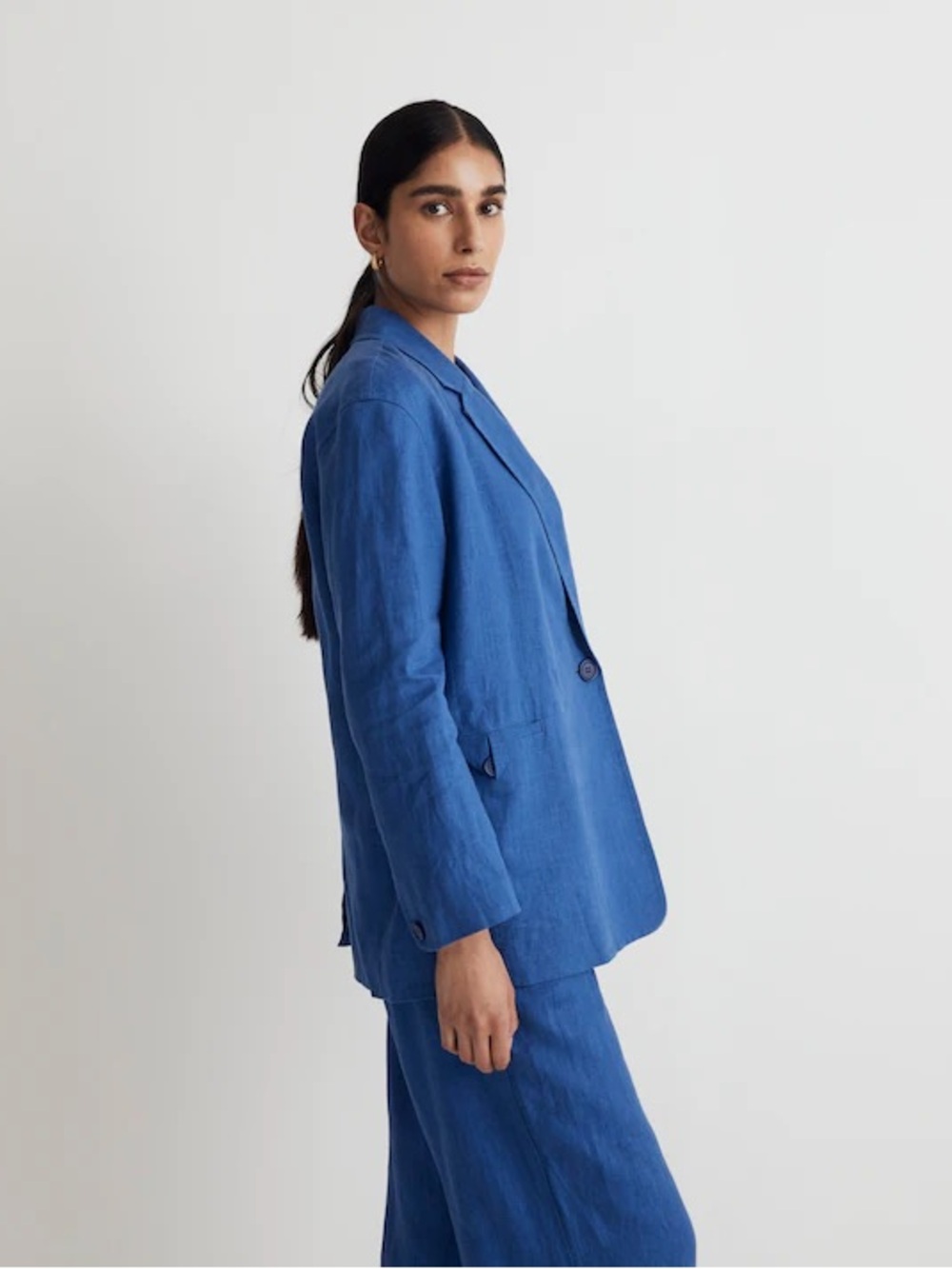 Madewell Double-Breasted Crossover Blazer in 100% Linen - Picture 1 of 9